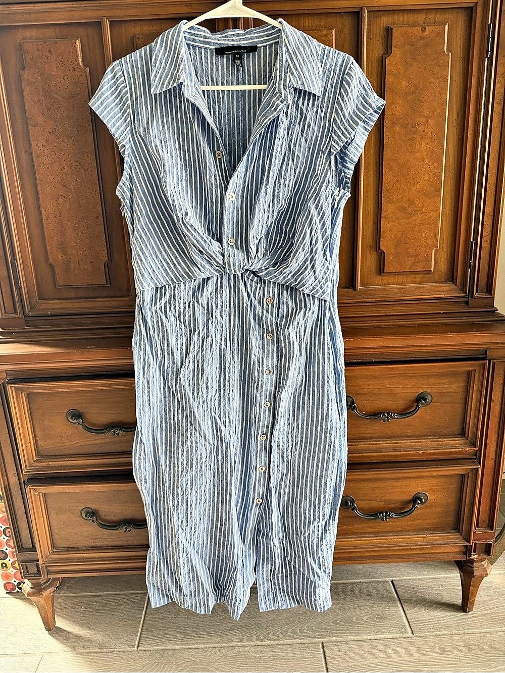 White House Black Market brand Striped Midi Dress in Blue & White Size 10 Like N